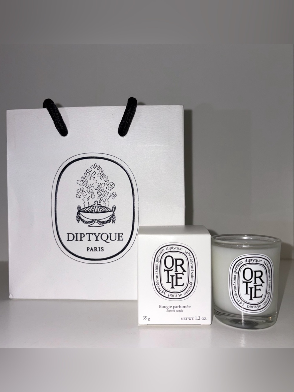 Diptyque Candle Ortie Bougie perfume scented Candle & Logo Store Shopping Bag